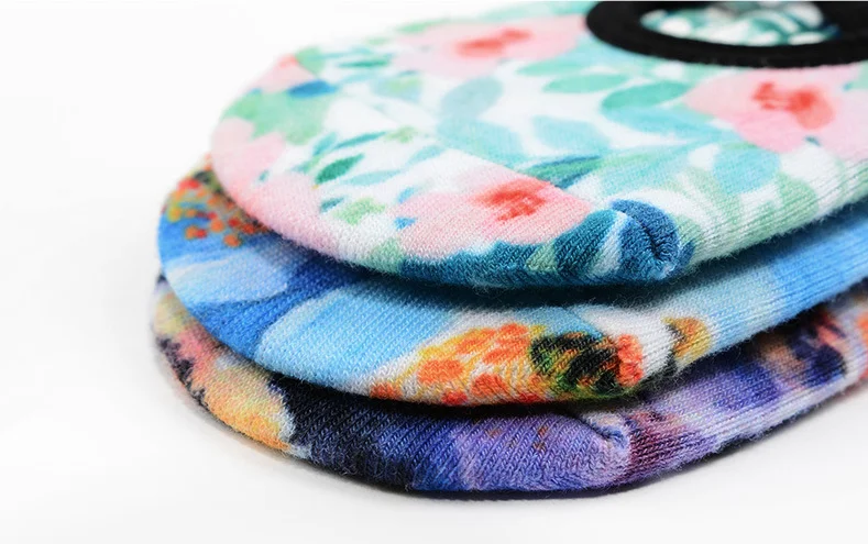 Womens Fashion Floral Printing Fitness Yoga Socks Non Slip Latex Dots Grip Pilates Socks