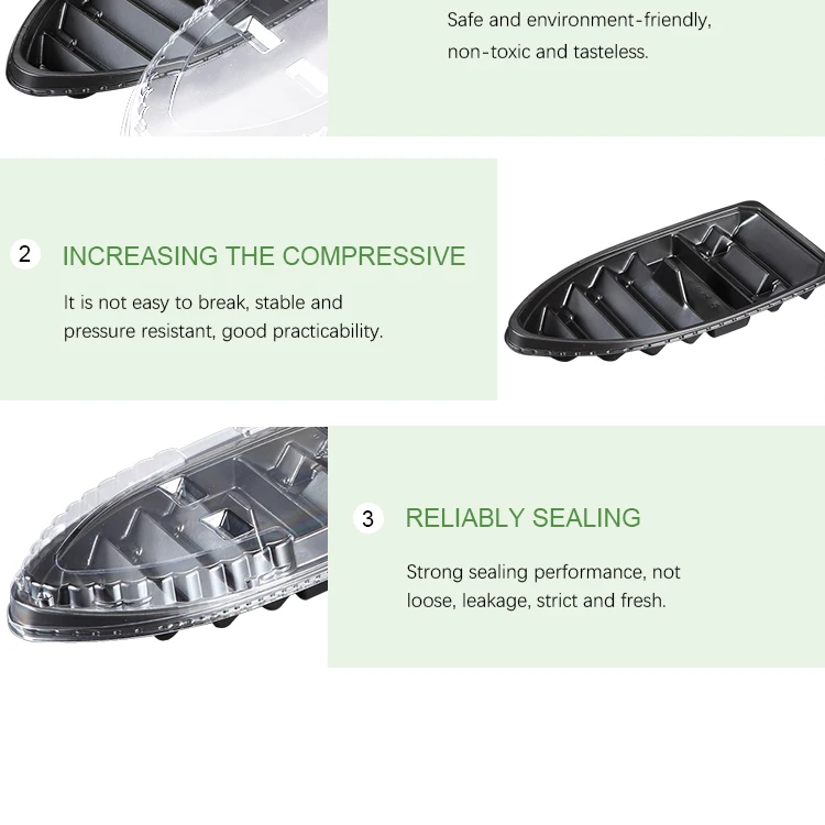 
Customized Disposable Ps Sushi Food Box Packaging Plastic Sushi Container Takeaway Box Tray On Sale 