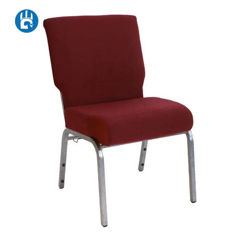 Металлический стул из синей ткани для театра, церкви