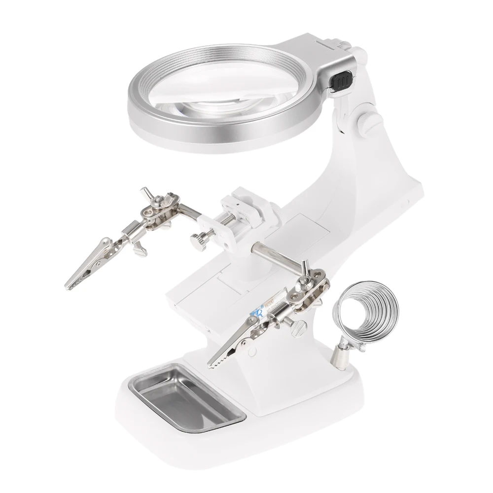 Multi-functional Welding LED Magnifier 3X/4.5X magnifying glass Alligator Clip Holder Clamp Helping Hand Soldering Repair Tool