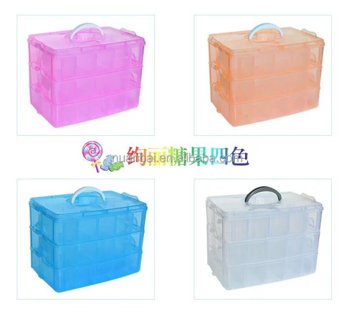 32cm XL Size Three layers Clear Portable Plastic Tool Organizer Container Divider Storage Bin&Box Tackle box