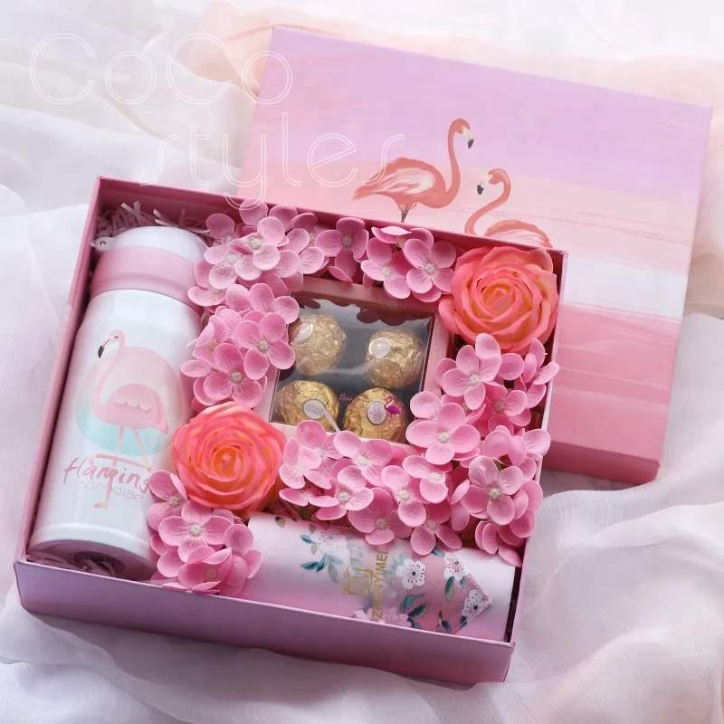 Cocostyles bespoke romantic lovely pink gift box with thermos gift sets for charm women unique gift ideas birthday present