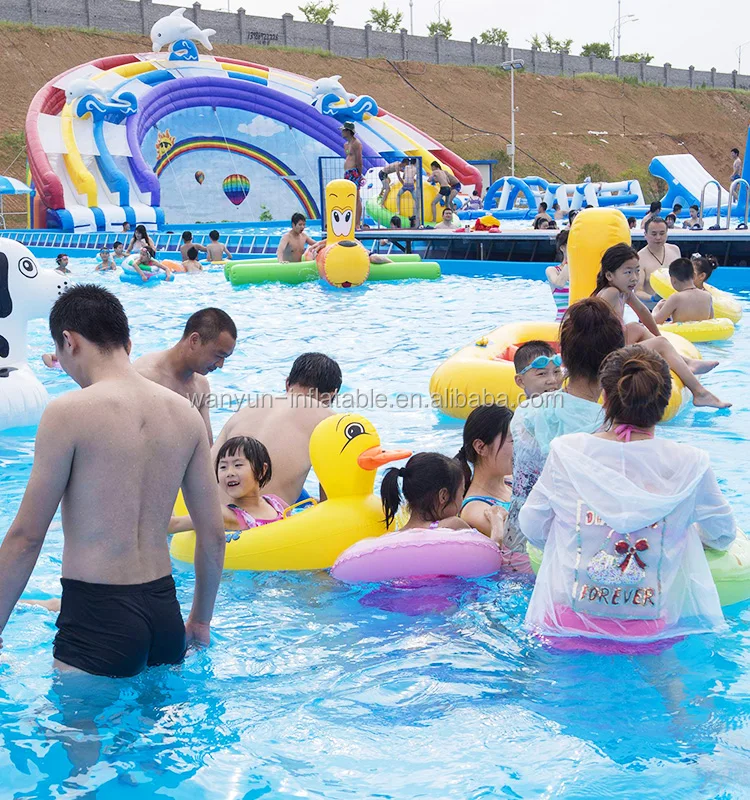 Professnal custom design moving water park with frame pool frame pool water park