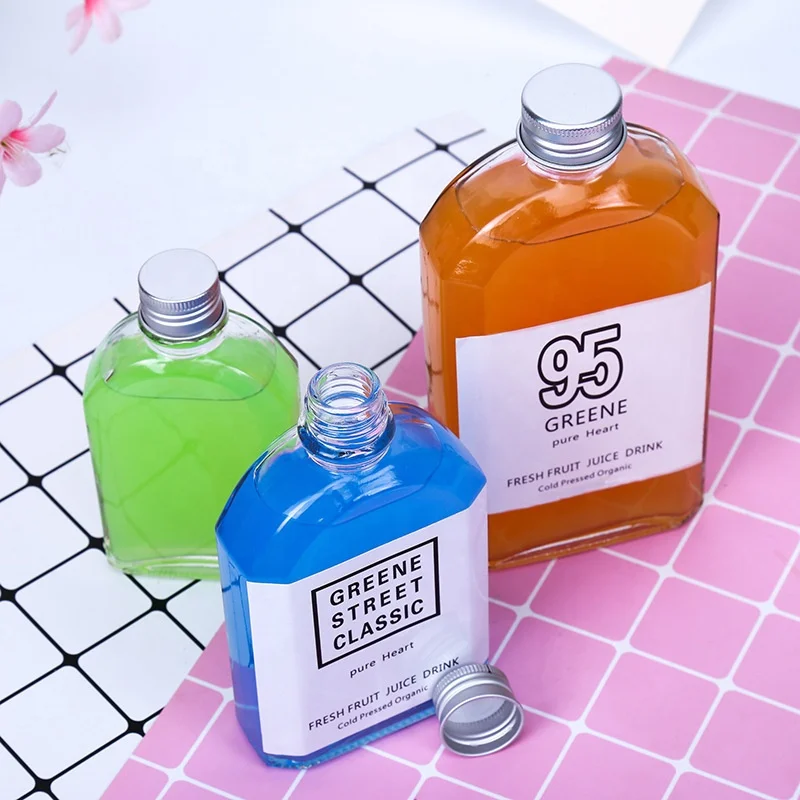 
Food Grade 100ml Clear Flat Square Shape Glass Fruit Wine Liquor Bottle With Screw Cap 