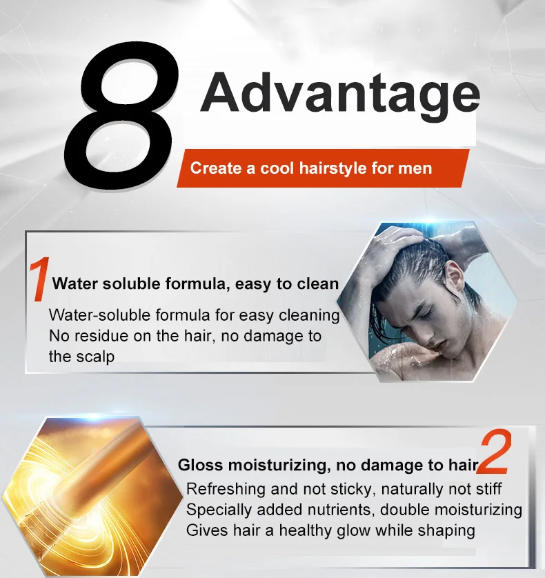 Индивидуальная торговая марка, не повреждает, увлажняющий мужской долговечный воск для причесок с сильной фиксацией