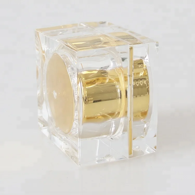 30G Gold Acrylic Square Cosmetic Empty Cream jar