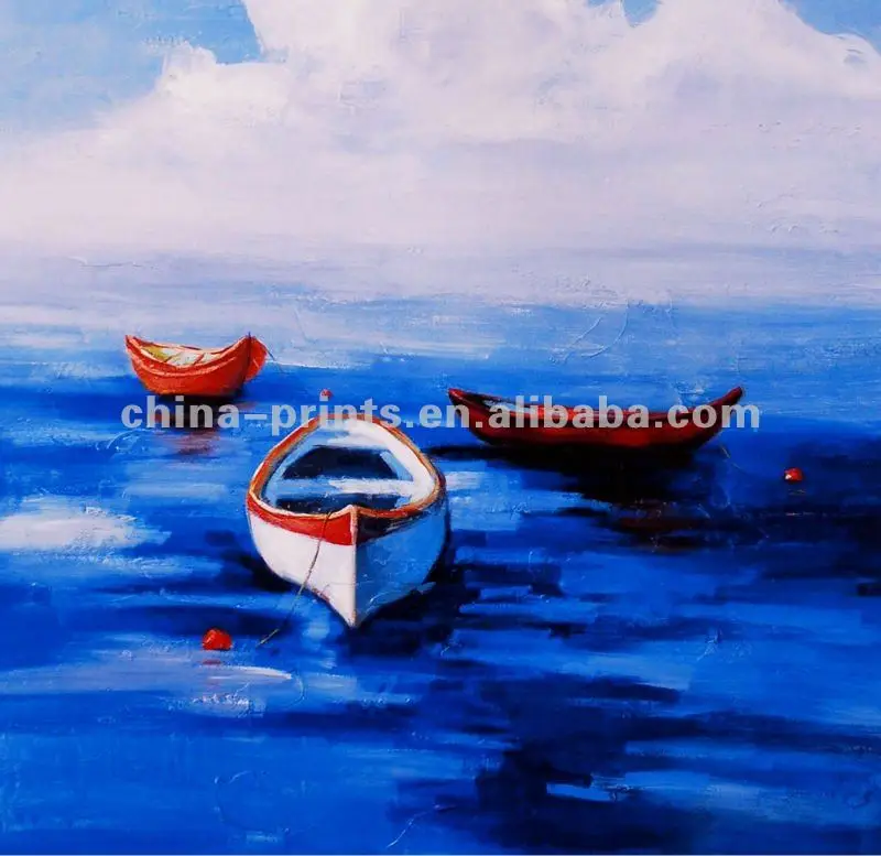 Red Boat Oil Painting by Famous Artist