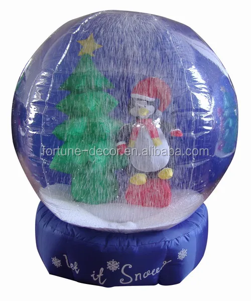 
120cmH small inflatable xmas tree and penguin snowglobe 