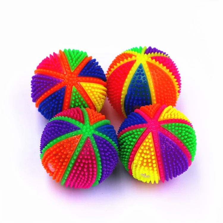 Wholesale Flashing Light up Ball Toy Squeeze Bouncing Novelty Sensory Sound Ball Rainbow Squishy Balls for Kids Adult