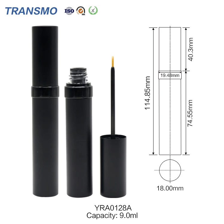 Hot Cosmetics Makeup Wholesale Matte Black Cylinder Metal Eyeliner Container Gel Liquid Eyeliner Tube With Custom Stamp