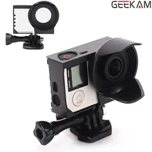 GEEKAM Gopro Protective Frame Case with Lens Hood Sunshade Housing Frame Shell Basic Buckle for Go pro Hero 4 3+ 3 Sport Camera