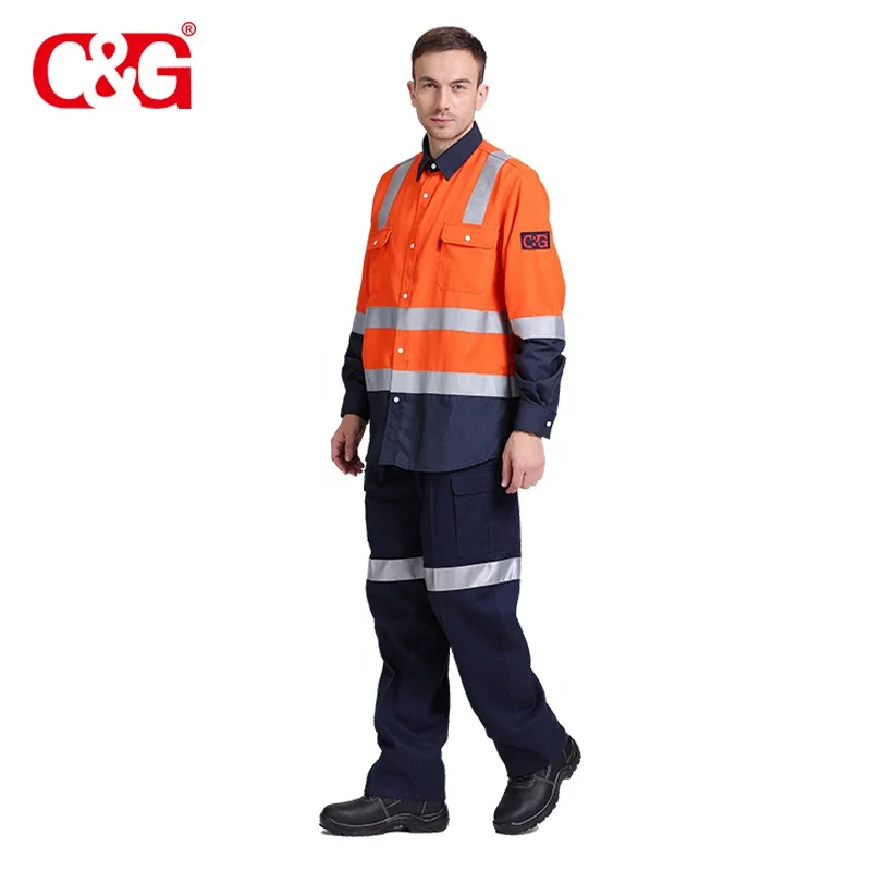 Оранжевая огнестойкая куртка и брюки рабочая одежда 150 г/м Nomex & Lenzing FR Смешанная