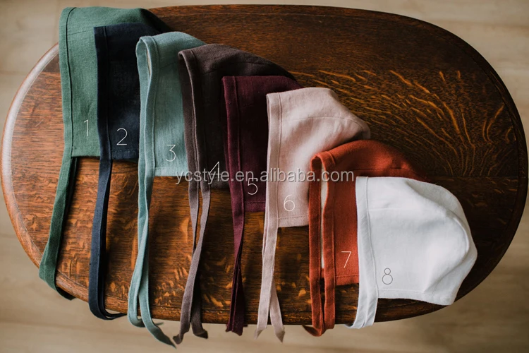 linen reversible baby bonnet ,high quality baby hat in many colors