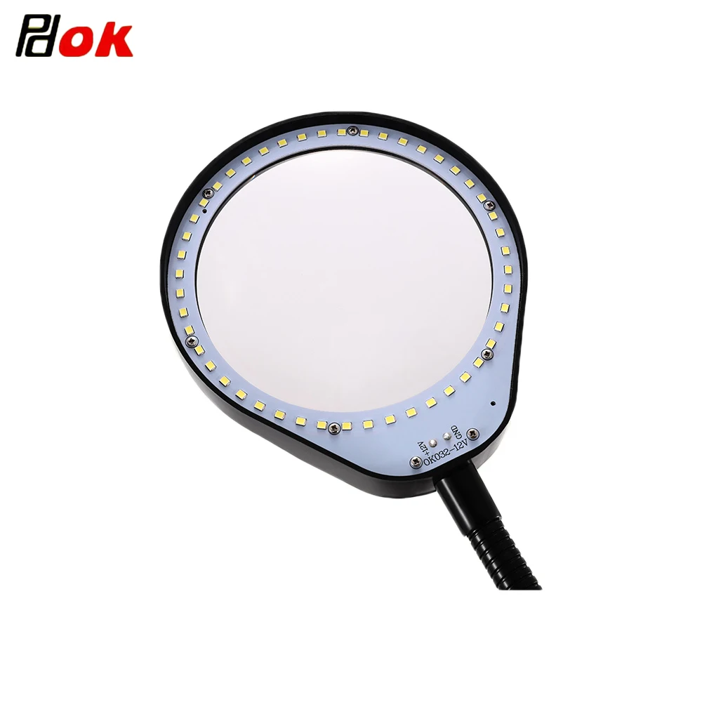 PDOK 8X Large Optical Glass Magnifier with LED Lamp for Phone PCB Repair Inspect