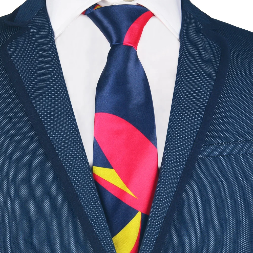 Оптовая продажа импорт мужской моды ручной работы Шелковый полиэстер на заказ печатный галстук