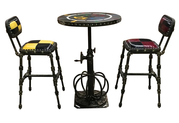 Creative iron high footrest bar stool chair american industrial retro high bar chair