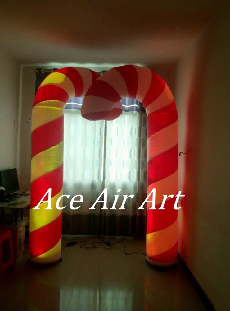 Christmas Advertising Inflatables RGB LED Lighted Base Inflatable Candy Cane for Decorations and Holiday Events