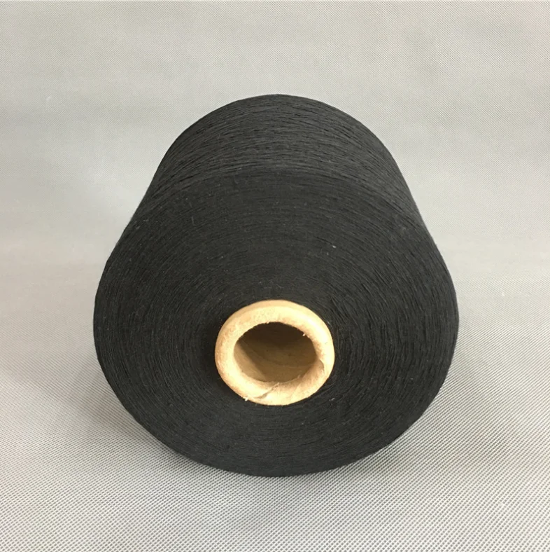 
Ne 28s/1 Recycled cotton black cotton-polyester blended single ply CVC 60%cotton 40%polyester 
