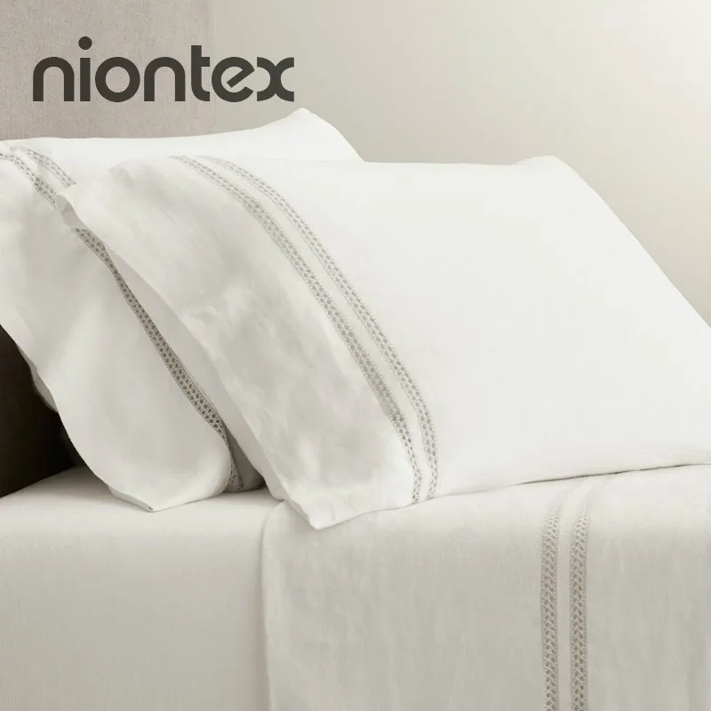 
Amazon Hot Sale Bedding Set Vintage Hemstitch Bedding Collection for Hotel/Home 