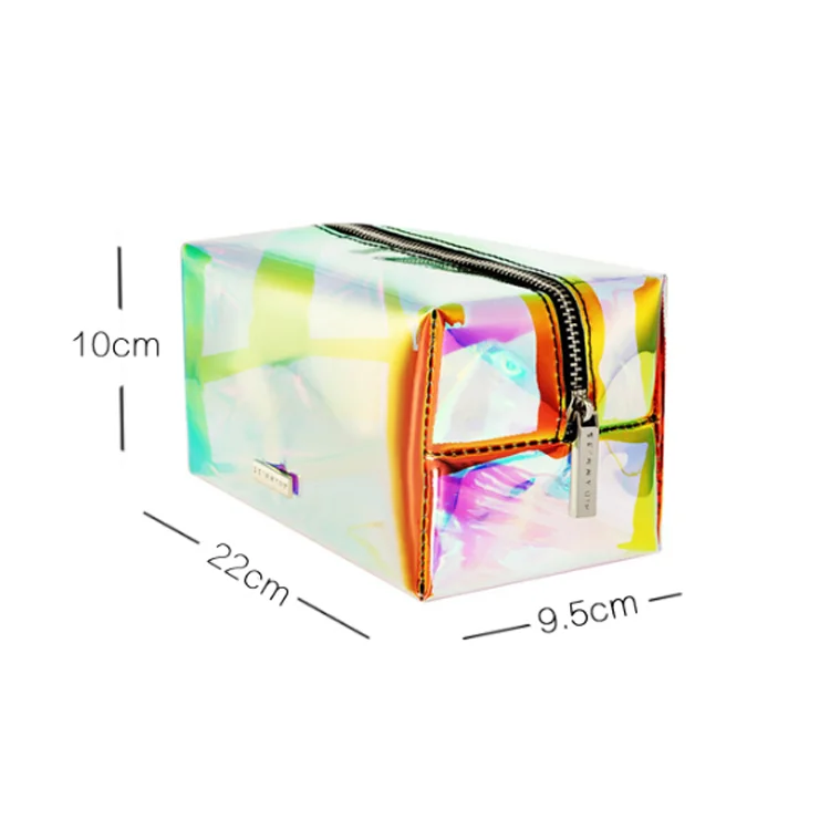 New women Fashion portable holographic laser colorful transparent PVC cosmetic bag