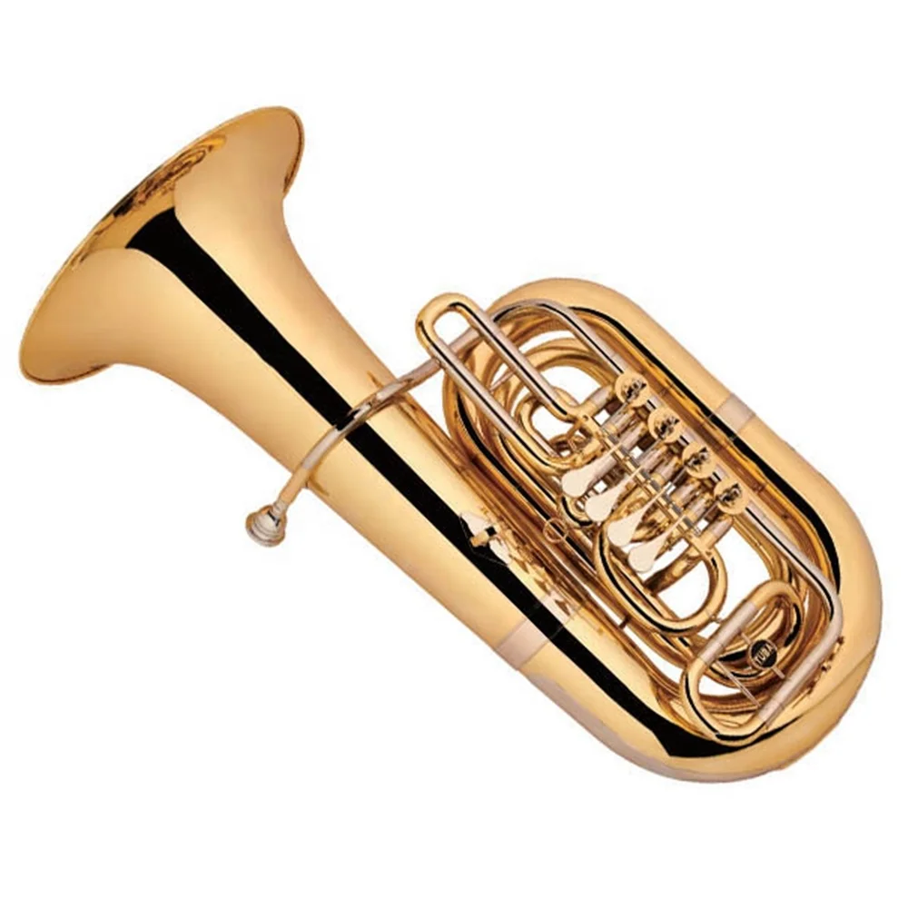 Gold lacquer  Cupronickel tuning pipe  and leadpipe C key Tuba 4 Rotary Tone C