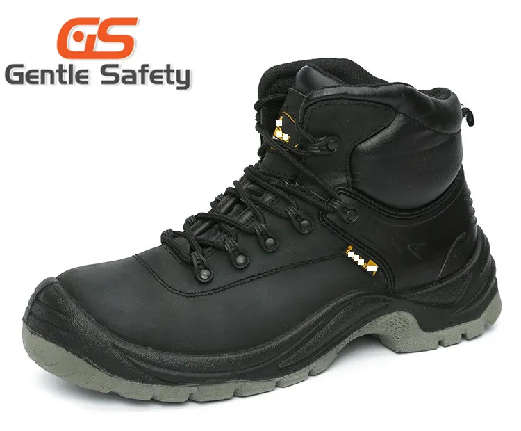 Genuine leather steel toe safety shoes for men black S3 level