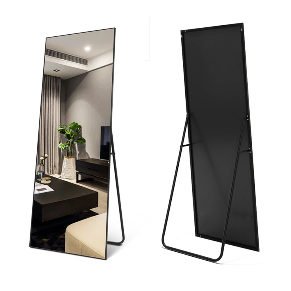 Black frame mirror bedroom floor stand full length board metal mirror CTF0006LK