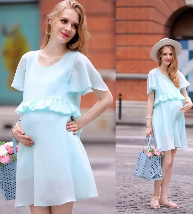 
F10064A Aliexpress hot sale european fashion pregnant women chiffon plus size maternity dress 