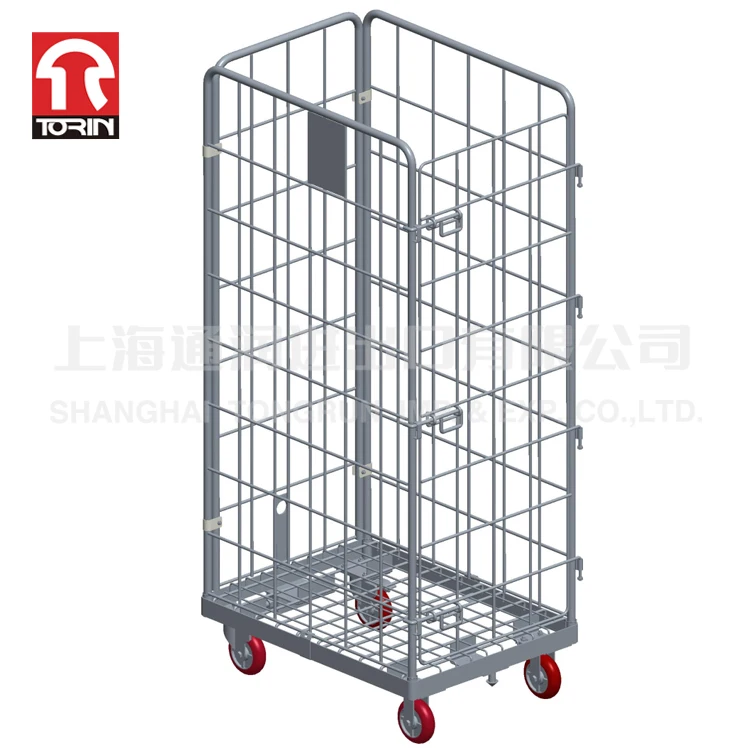 Torin SWK1042-WOT Steel multi-layer movable folding cargo storage steel roll container	roll cart