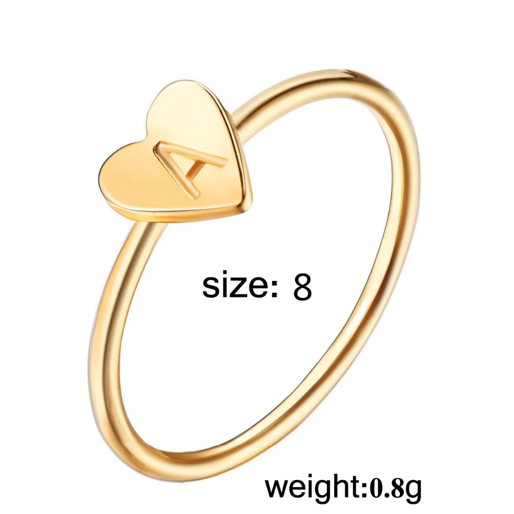 
Simple Hand Stamped Stacking Monogram Ring Initial Heart Drop Engraved Letter Gold Color Ring Gift for Women Jewelry 