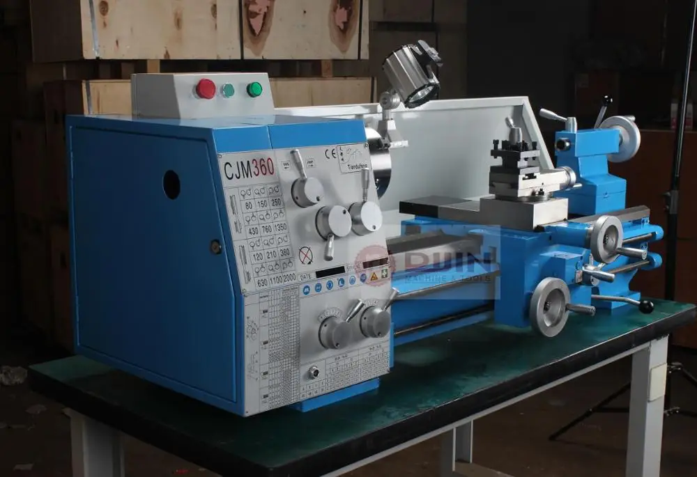 shenzhen small bench lathe CJM360 manual metal lathe 1.5KW spindle bore 38mm have stocks with low price