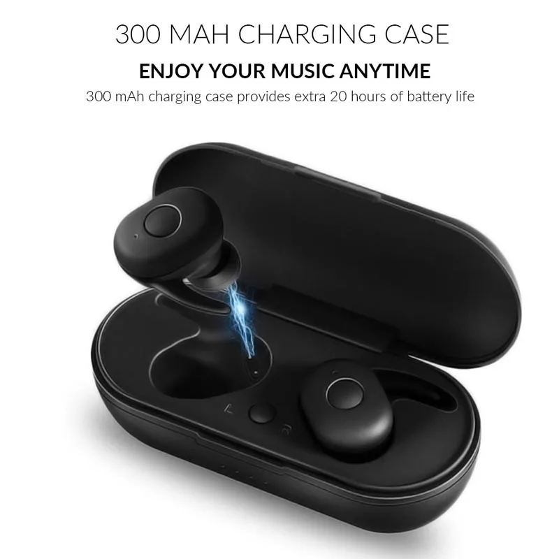
DT-1 Mini Twins Wireless V5.0 Headset Portable Power Bank Touch Control Sports Sweatproof Bone Conduction Earphones 