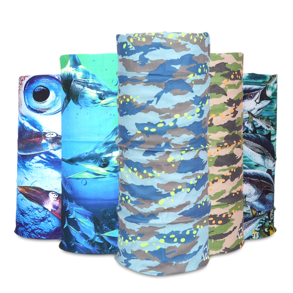 Outdoor Fishing Face headwear Unique Fish Design 100% Polyester Seamless Tube Bandana