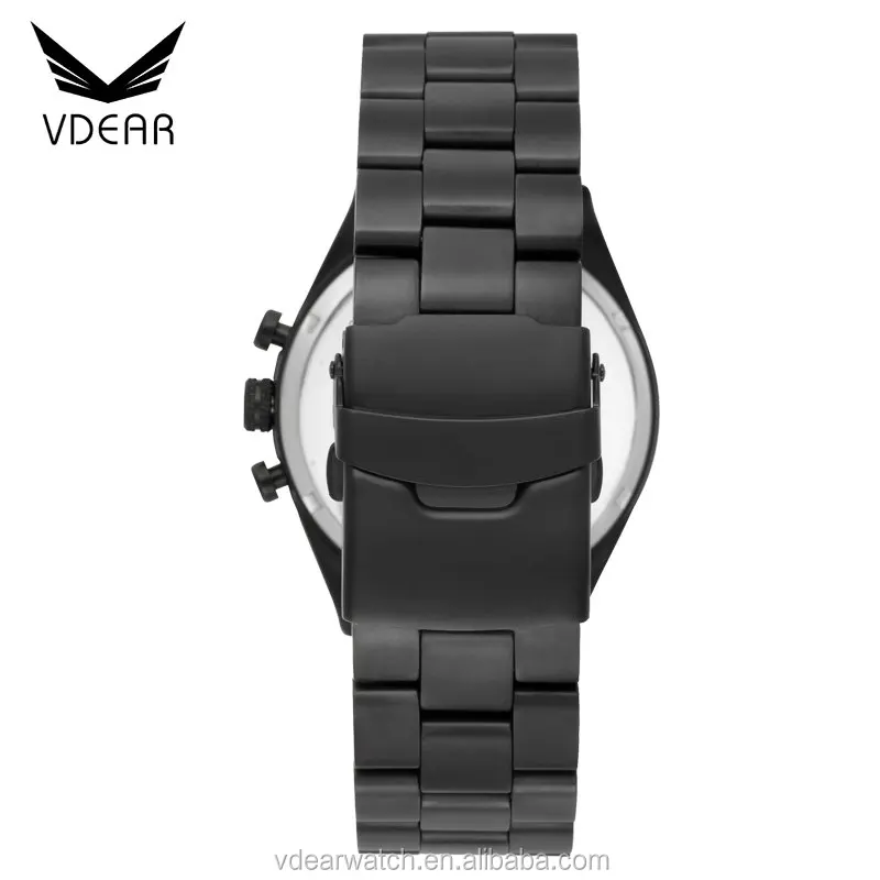 Blank cheap chronograph watches men luxury branded stainless steel chain watch logo custom