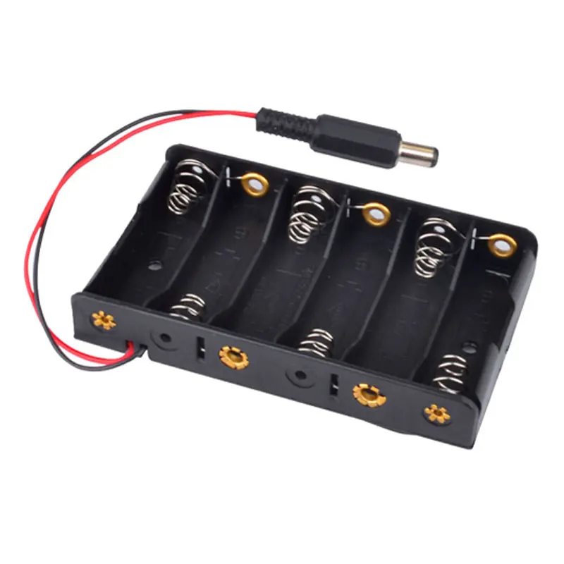 Battery Case Holder 6 x 1.5V AA batteries DIY Storage Box With DC2.1 Power Jack 6*AA 9V Battery Case