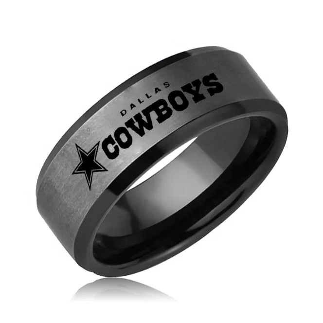 Sport Jewelry Dallas Cowboys Championship Black Tungsten Ring