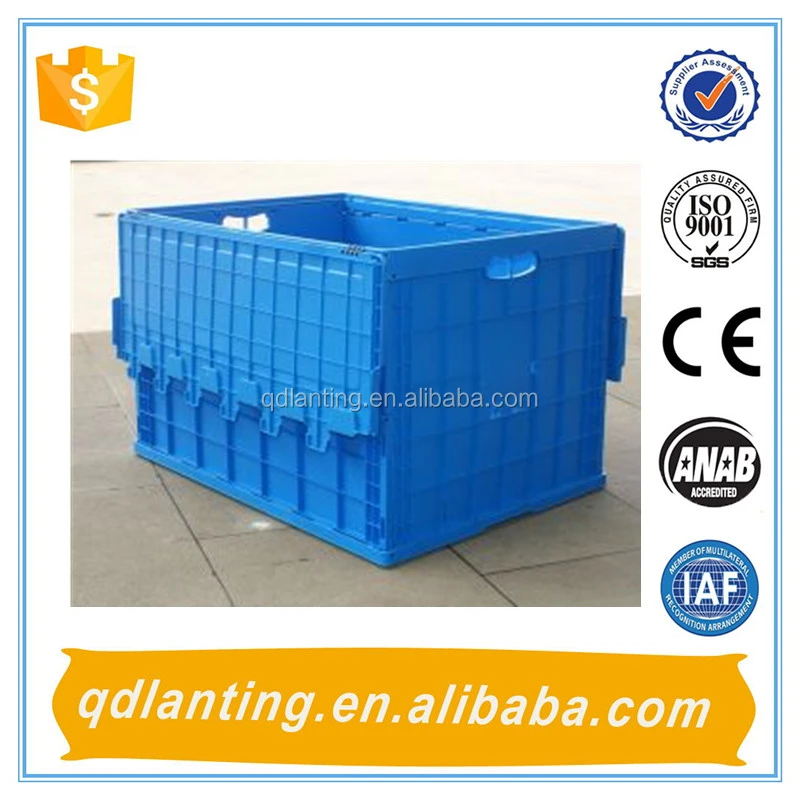 blue large light duty banana foldable container with lid or wheels