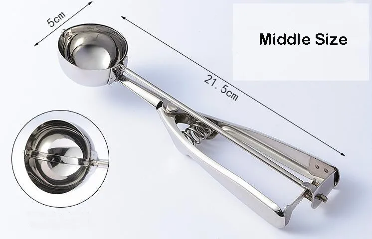 Metal Ice Cream Scooper For Round Balls Commercial Use Stainless Ice Cream Scoop With Handle
