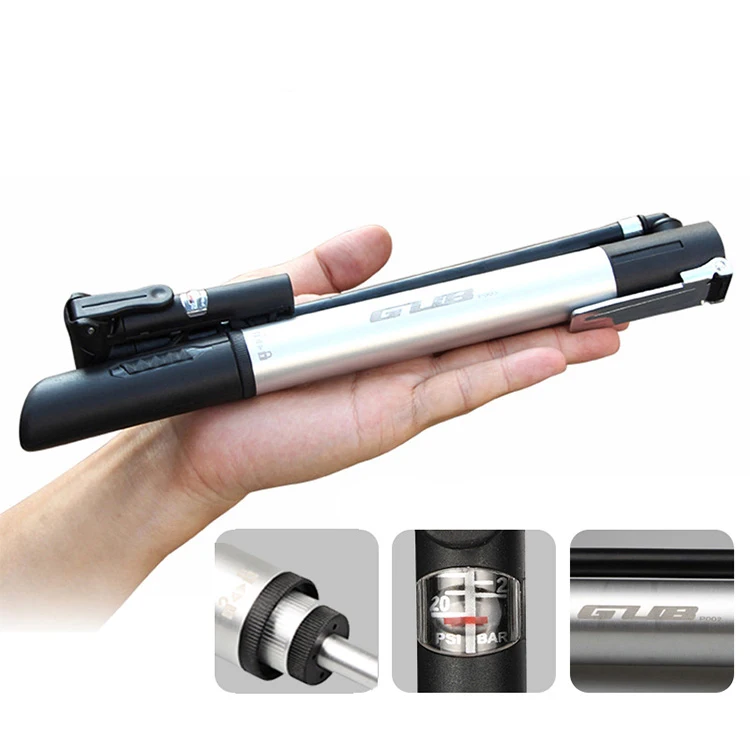 GUB P003 Bicycle Pump Portable Bike Tyre High Pressure Inflator Aluminum Alloy with Pressure Presta Schrader Valve Cap Hand Pump