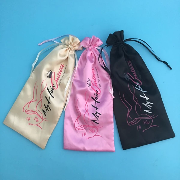 Wholesale Factory Custom Packaging 3 bundles Hair Satin Bag