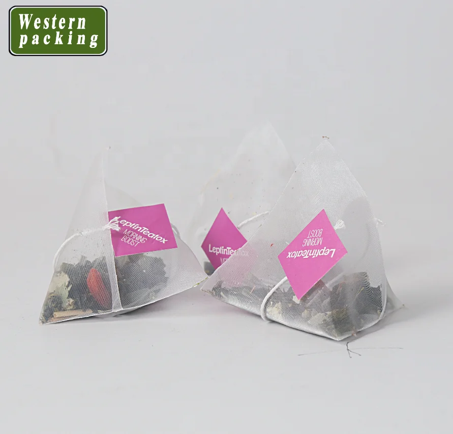 Triangle Shaped Teabag Nylon Mesh With String and label/tag