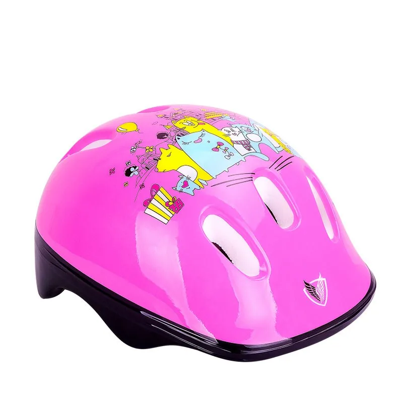 Cute blue pink red outdoor sporting safety helmet skating biking scooter helmet for kids
