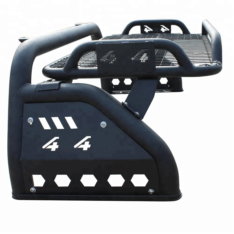 Universal black steel roof rack cargo carrier roll bar with roof rack top basket for pickup truck 4x4