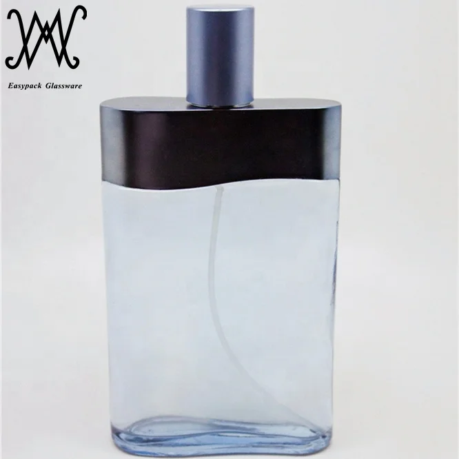 100ml light blue glass perfume bottle package with pump and cover
