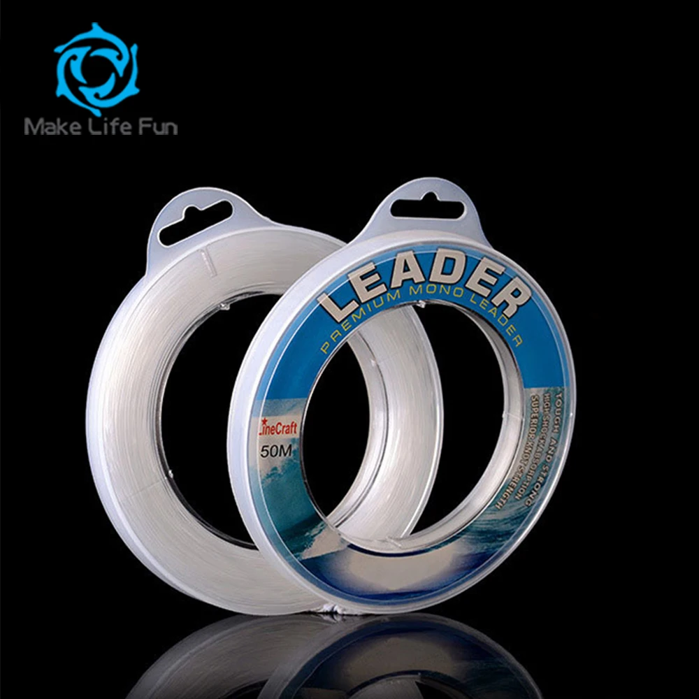 Fishing Line Mono Nylon Leader Line 50m Transparent Monofilament Line Customized Packing Level Leader Samples Avaliable Accpet