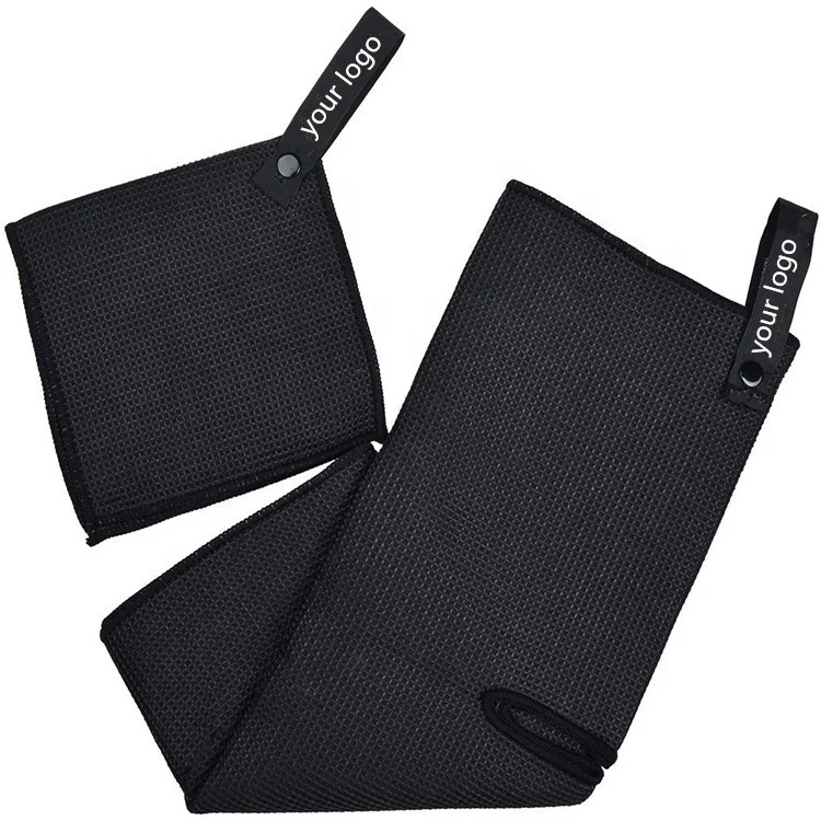 High Quality Custom logo microfiber golf waffle towel with hangloop