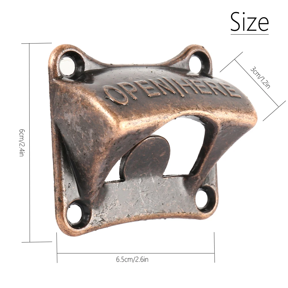 Vintage Bronze Wall Mounted Opener Wine For Beer Soda Glass Bottle Opener Kitchen accessories supplies Bar Gift Zinc Alloy