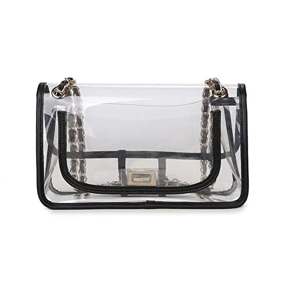 Прозрачный женский кошелек из ПВХ, Сумка с поворотным замком, квадратная сумка, кошелек, сумка на плечо с цепочкой