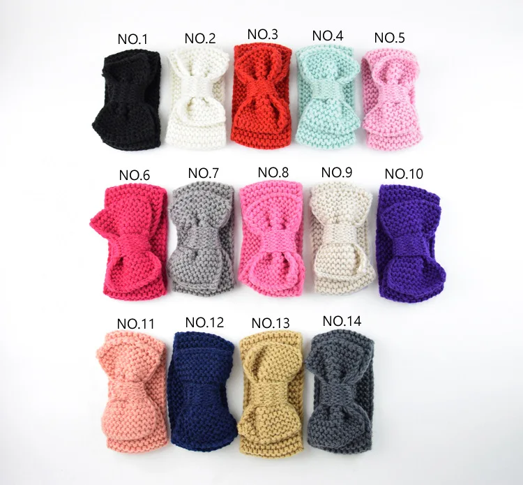 kids Solid Wide Knitting Woolen Headband Winter Warm Ear Crochet Turban Hair Accessories For baby Girl Hair Band Headwraps