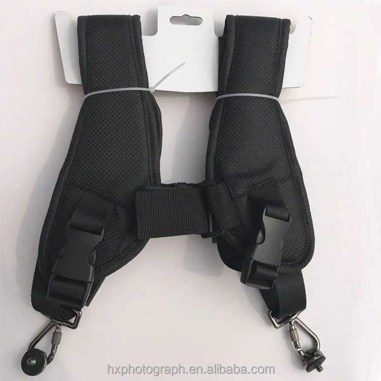 Низкая цена быстросъемный двойной наплечный ремень для камеры высокого качества нейлоновый черный ремень для 2 камер